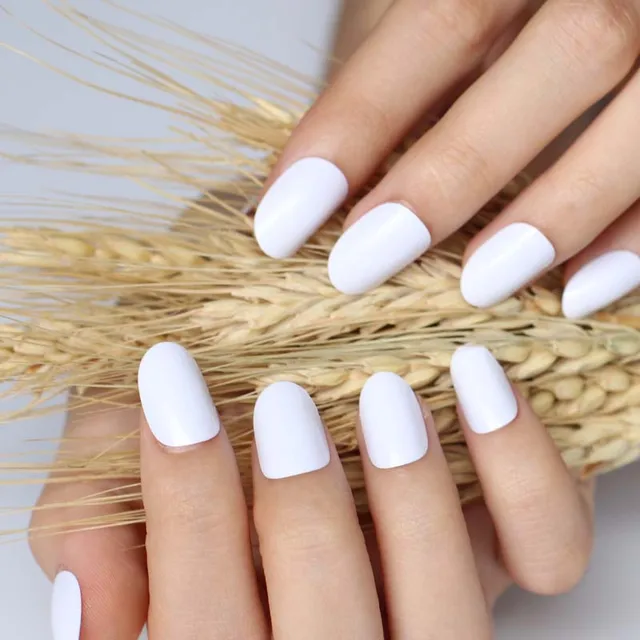 2018 24pcs Hot New Design Beautiful Delicate Oval Candy Cute Fake 2018 24pcs Hot New Design Beautiful Delicate Oval Candy Cute Fake Nails Nail Color White P W X