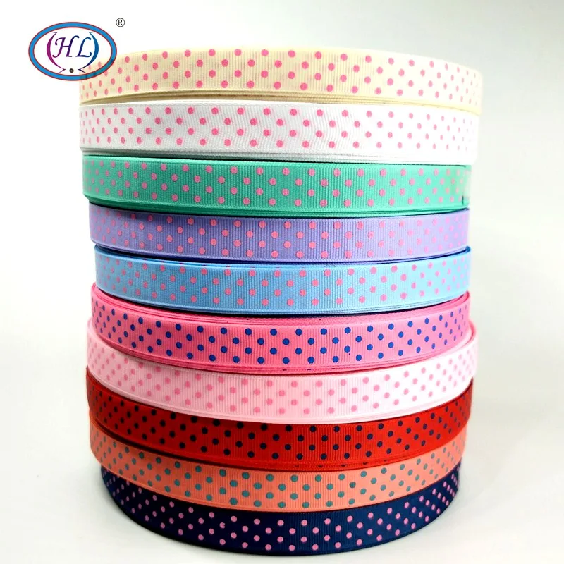 

HL 5/8" (15MM) 10 Meters/lot Printed Dots Grosgrain Ribbons Gift Box Wrapping Belt Wedding Party Decorative Crafts