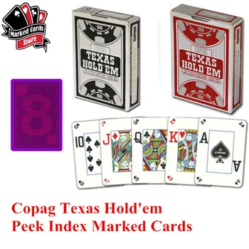 

Plastic Copag Texas Holdem Peek Index Marked Playing Cards Made in Belgium Red and Black Texas Holdem Copag Marked Cards