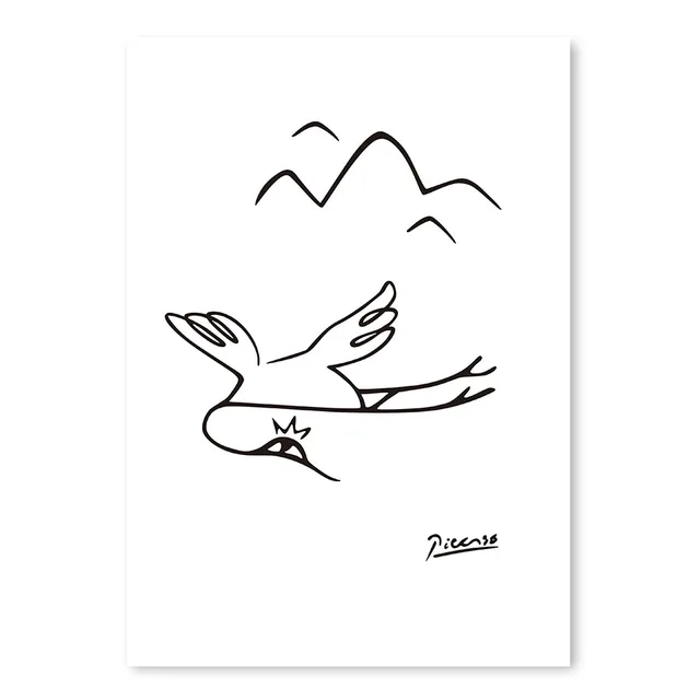 266 27 De Réductionminimaliste Dessin Au Trait Animaux Poisson Oiseau Mouton Dinosaure Toile Art Impression Peinture Affiche Mur Art Photos Pour