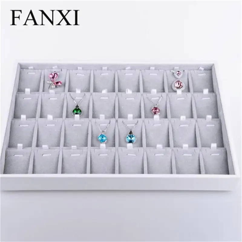 FANXI Роскошные серебристо серые ювелирные изделия Дисплей лоток серьги кольцо