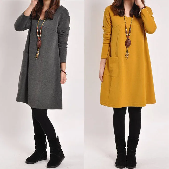 Winter/Spring/Winter New Plus Size Loose Maternity Dresses Gravida Pregnancy Dress Casual