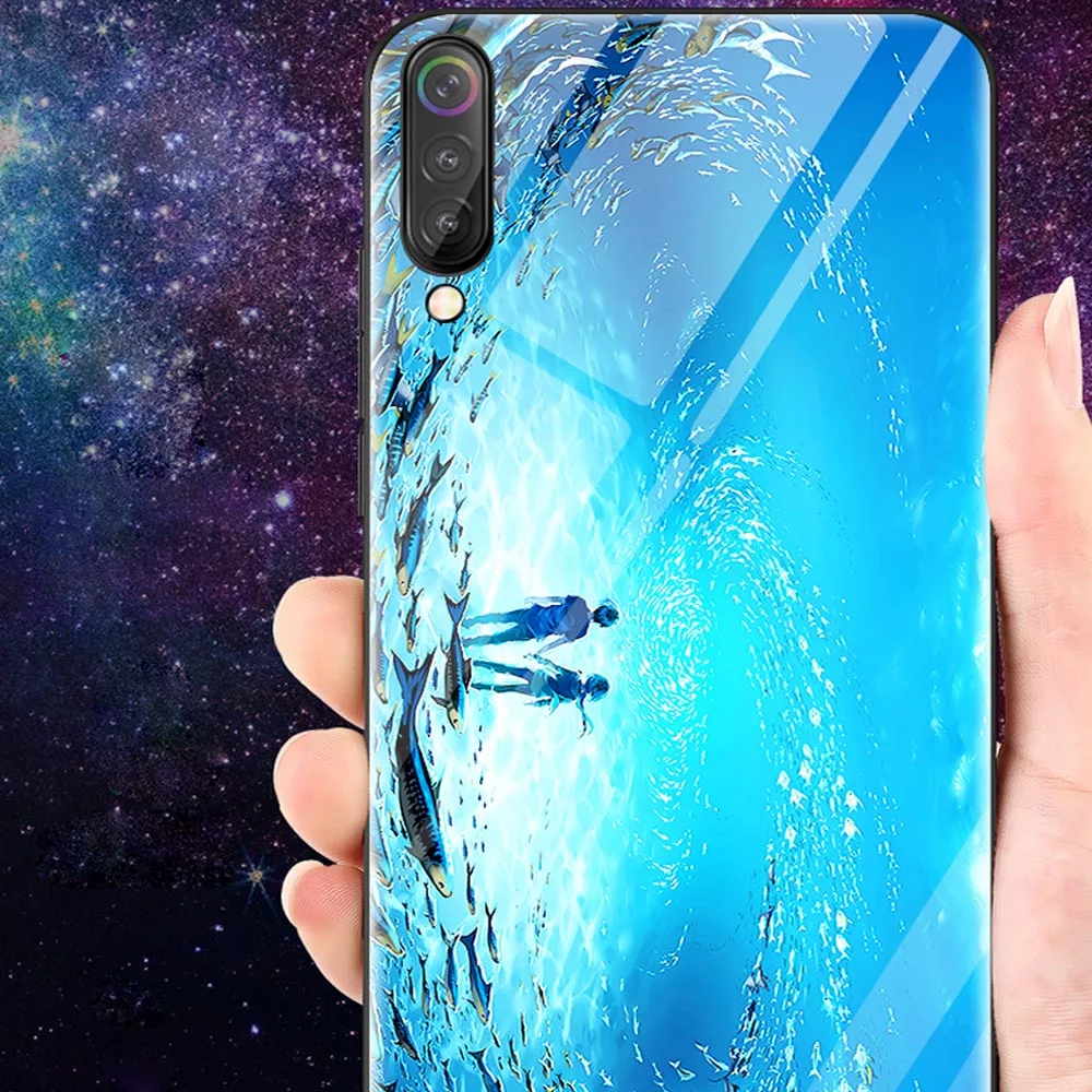 Luminous Tempered Glass Case For Xiaomi Mi 9 Soft TPU Silicone Edge Phone Cases For Xiaomi Mi 9 Mi9 6.39 Cover Xiomi Mi9 Coque   (7)