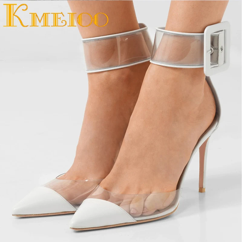 Kmeioo Fashion Ladies Shoes Clear Perspex Pumps Transparent High Heels ...