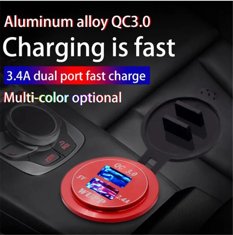 WUPP разъем питания автомобильное быстрое зарядное устройство QC 3 0 двойной USB 5