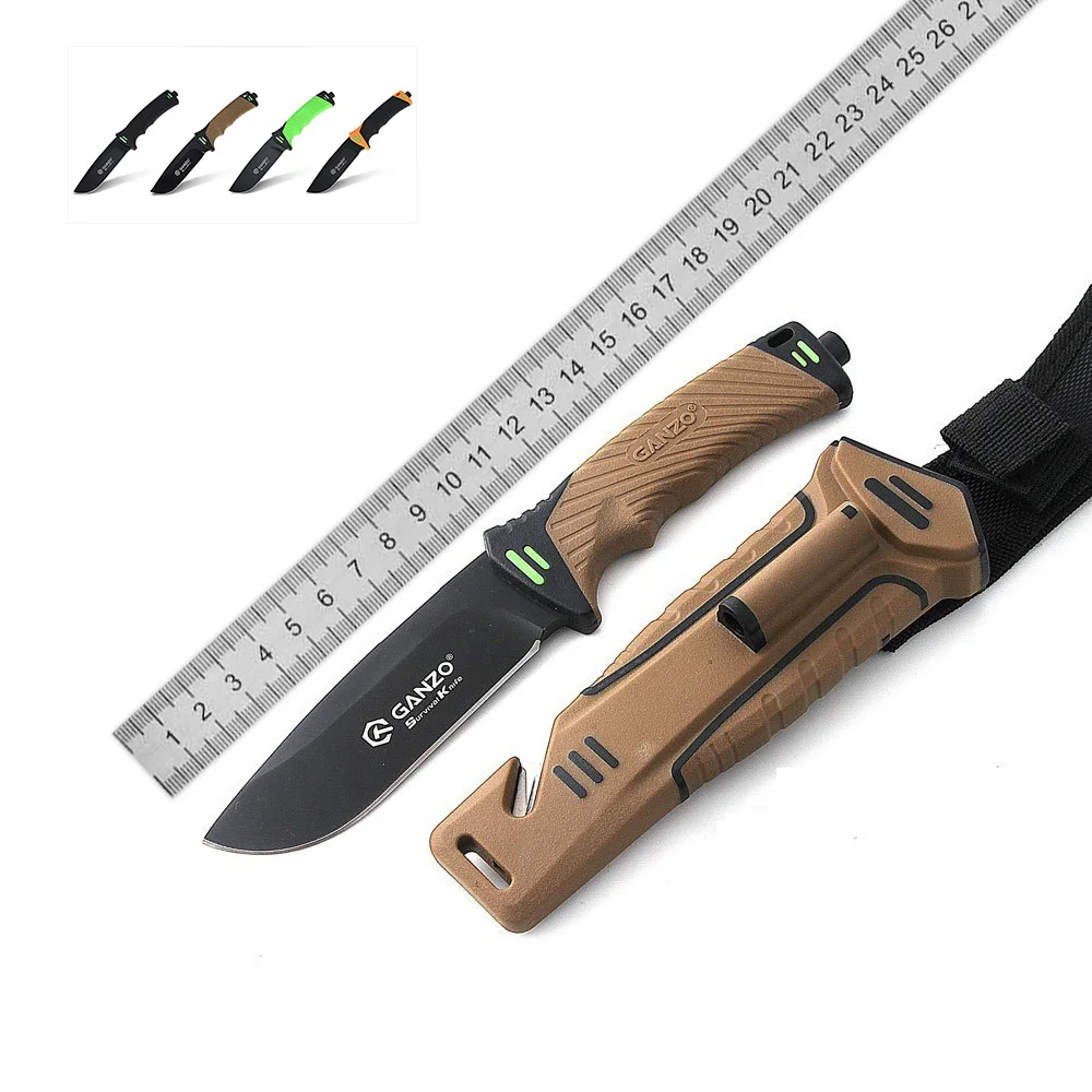 

GANZO Firebird G8012 Fixed Blade Knife With Sharper Rope Cutter Camping Hunting Survival Tactical bushcraft multitool Knives