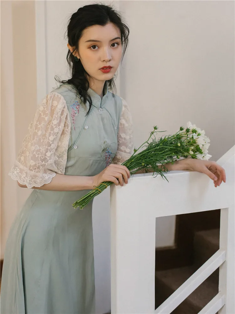 

2019 new fashion women's dresses Retro summer dress Chinese style
