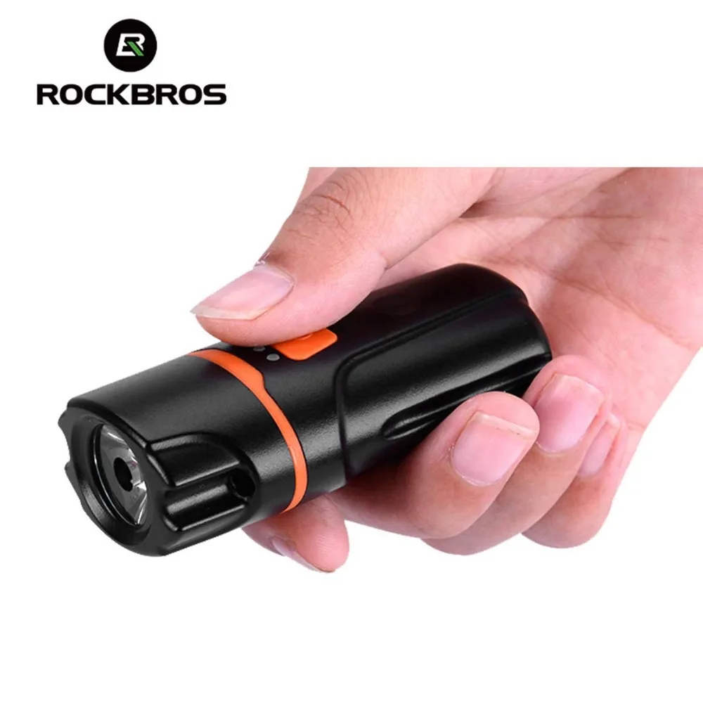 ROCKBROS USB перезаряжаемая велосипедная фара Водонепроницаемый MTB дорожный велосипед фонарик велосипедный руль внешний аккумулятор Аксессуары для велосипеда