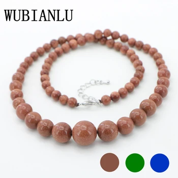 WUBIANLU Beautiful 6-14mm Galaxy Stars Gold Sand Sun Gems Round Beads Neck Choker Necklace Womens Costume Jewelry Girls Gift