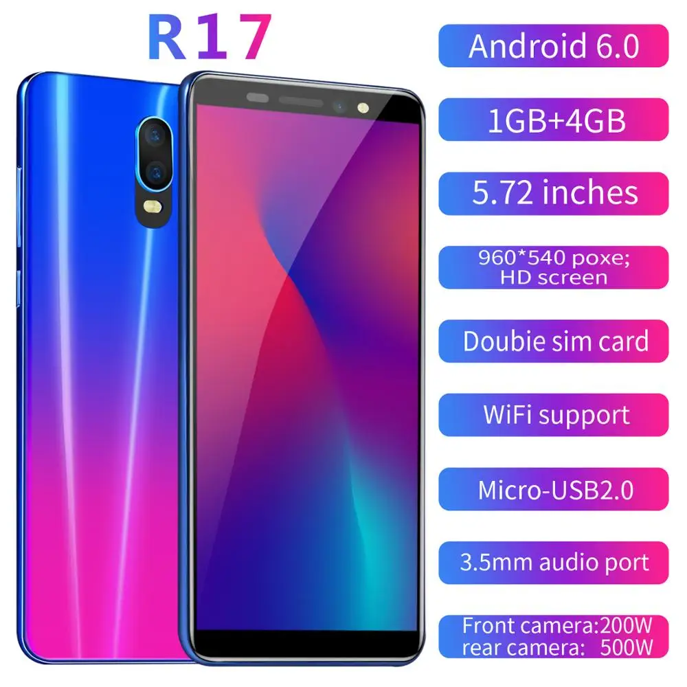 Красивый смартфон R17D 5 72 дюймов FHD экран android мобильный телефон отпечаток пальца