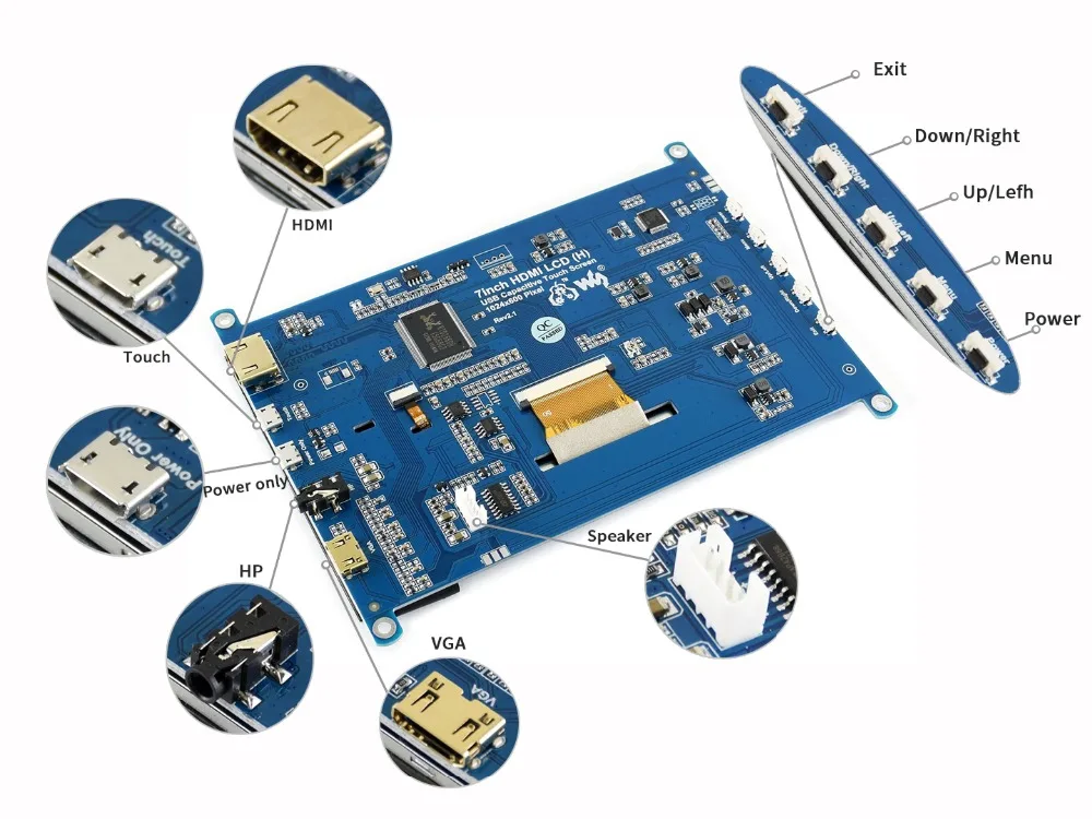Waveshare 7 дюймовый HDMI LCD (H) монитор 1024x600 разрешение IPS емкостный сенсорный экран с