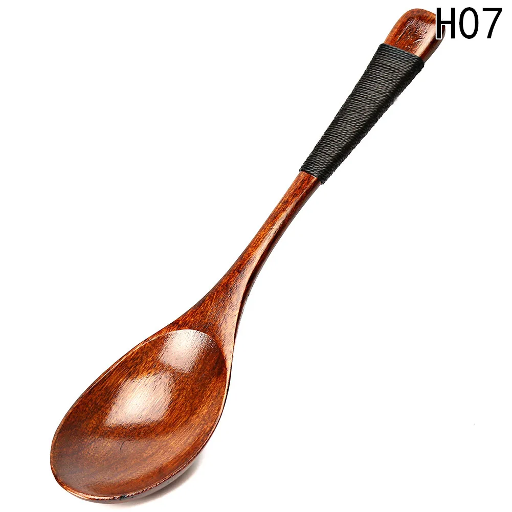 1 PCS Long Handle Wooden Spoons Dessert Coffee Stirring Spoon Natural