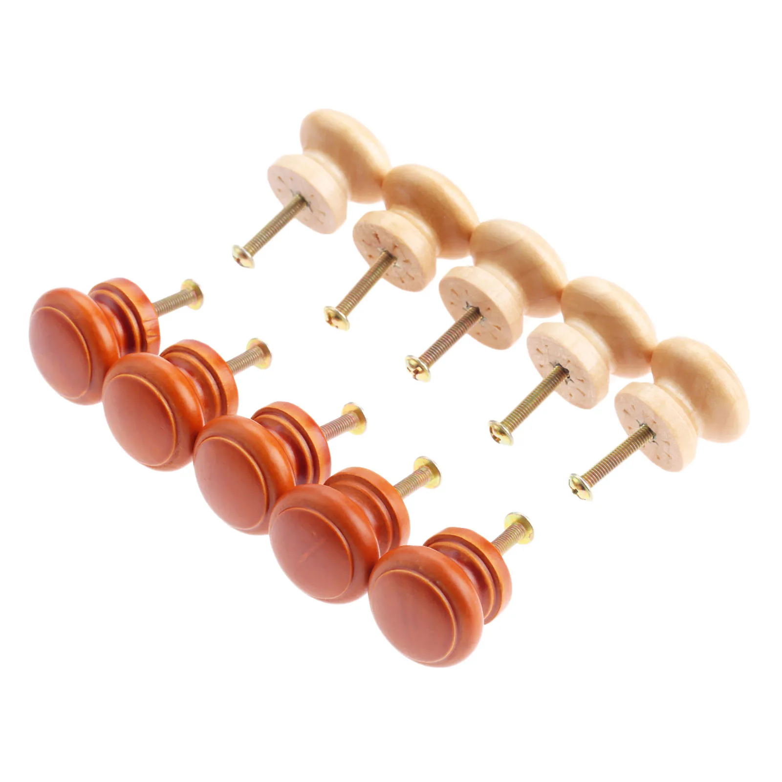DRELD 5Pcs Natural Wooden Furniture Handles Wood Knobs and Handles Kitchen Drawer