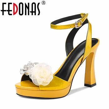 

FEDONAS Fashion Sexy Pu Leather Women Sandals Summer Round Toe Super High Heels Night Club Shoes Woman Buckle Platforms Shoes