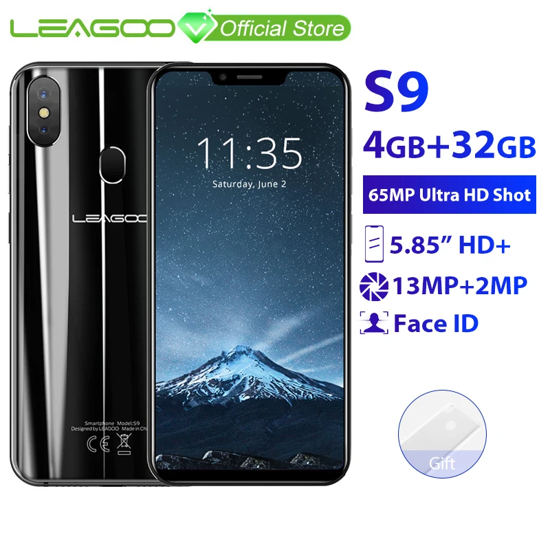 LEAGOO S9 5,8" HD+ ips 19:9 Экран Оперативная память 4 ГБ Встроенная память 32 ГБ Android 8,1 MT6750 Восьмиядерный двойной сзади камеры 4 г мобильного телефона