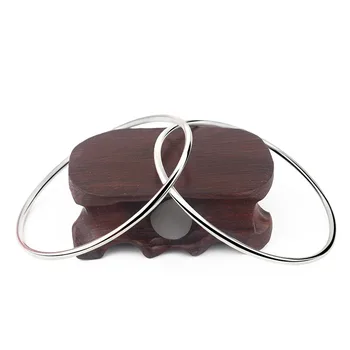 

Solid 999 Silver Smooth Bangle Women diameter 57mm Round Circle Bangle