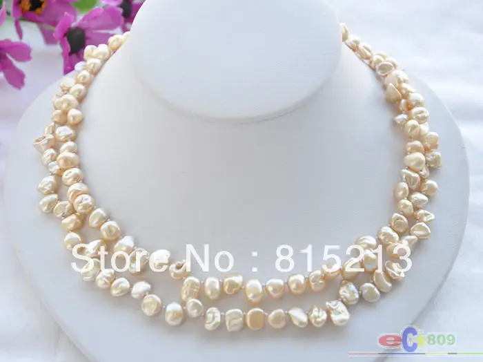 

ddh001475 2row 17" 10mm champagne BAROQUE KESHI REBORN PEARL NECKLACE can choose