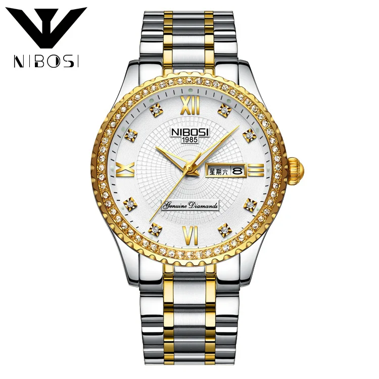  Cute nibosi Mens Watches Top Brand Car Hire Stainless Steel Quartz Wach Men Army Military Sport wat