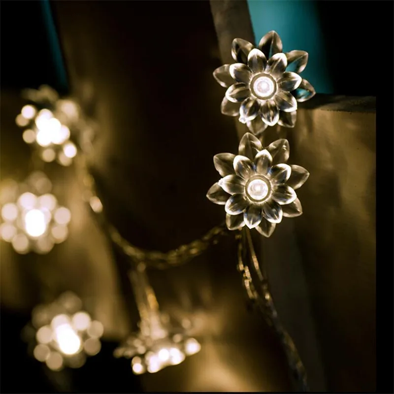 

Fairy 7.5m lotus flowers 50Led string garland light Christmas New year Wedding Holiday Party home luminaria decoration lamp