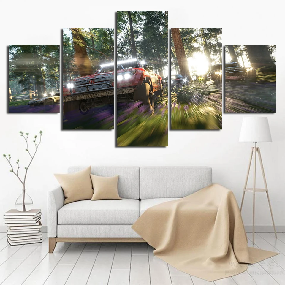 

Home Decor Frame Art Abstract Paintings 5 Panel Modular Game Car Pictures Forza Horizon 4 Canvas Poster Living Room Wall Printed