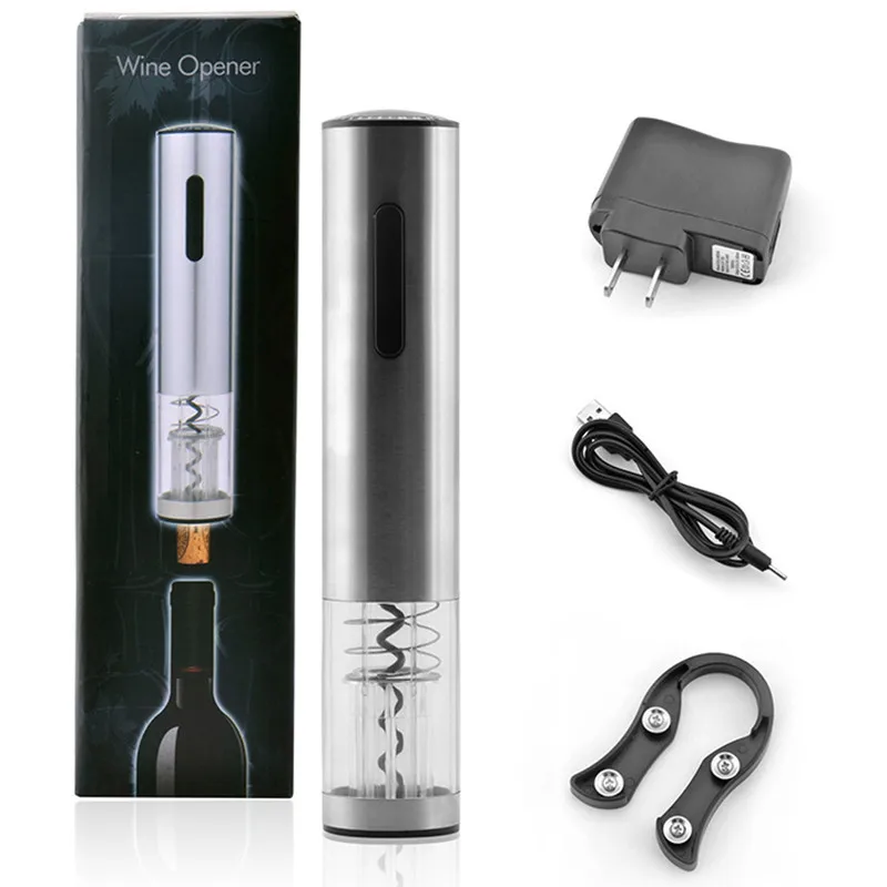 Stainless Steel Automatic Electric Wine Bottle Opener with Foil Cutter