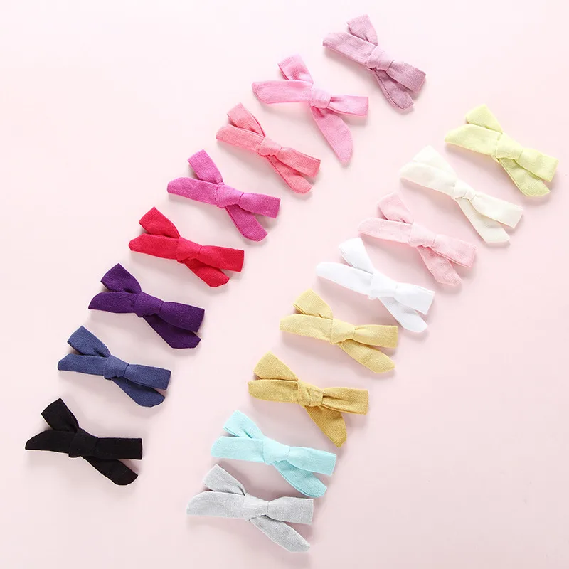 

16pcs/lot Handmade Candy Color Bow Hair Clips For Girls Simple Design Small Hairpins Cute Solid Hair Accessories For Child