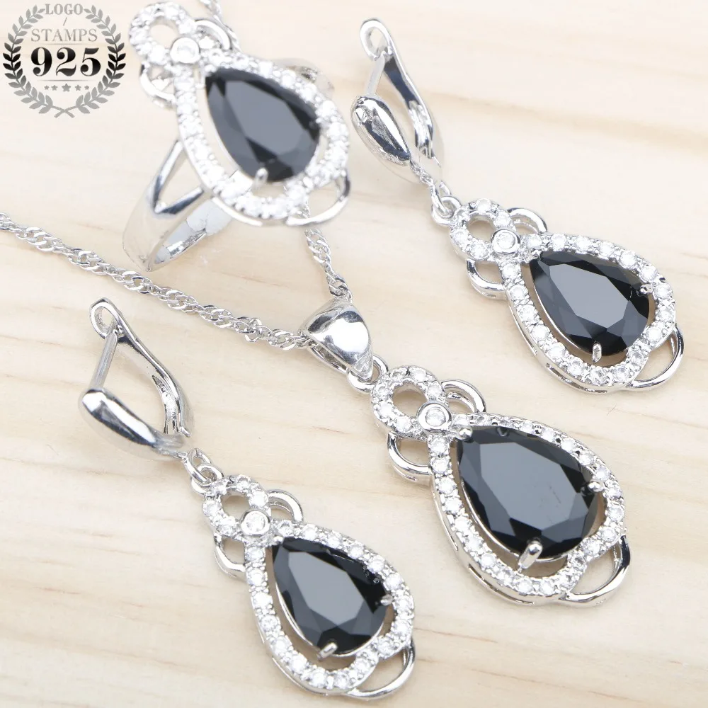 Silver 925 Costume Jewelry Sets Women decorations Earrings Rings