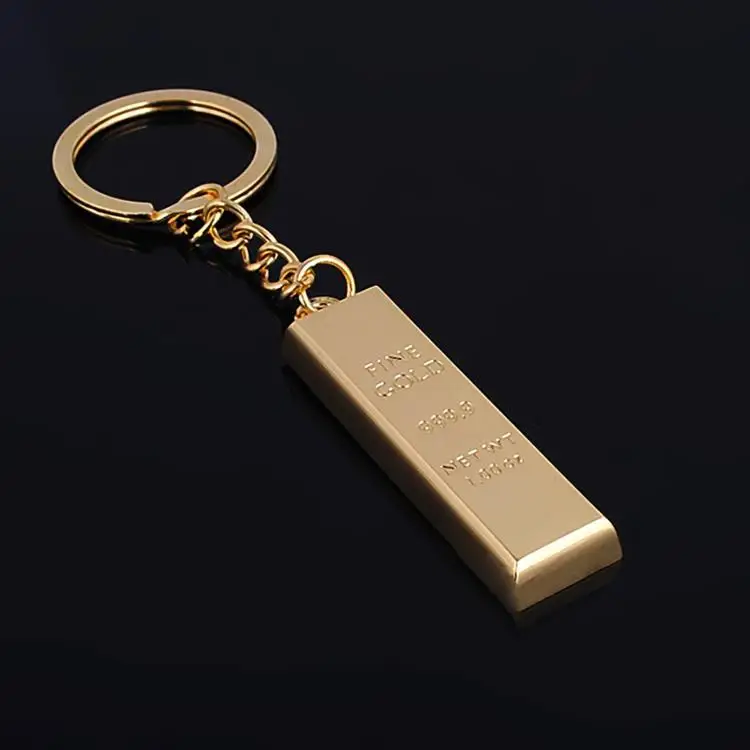 

Zinc Alloy Gold Bar Shape Keychain creative Keyring customizable LOGO