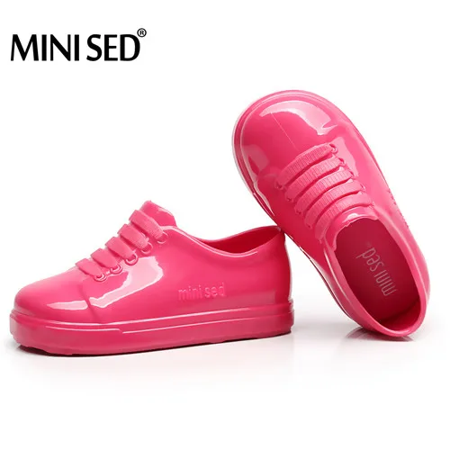 Mini Melissa/босоножки для девочек; Новинка; повседневные тонкие туфли с Микки-Маусом и бантом для девочек; прозрачная обувь ярких фруктов; водонепроницаемые прозрачные сандалии; обувь - Цвет: Розовый