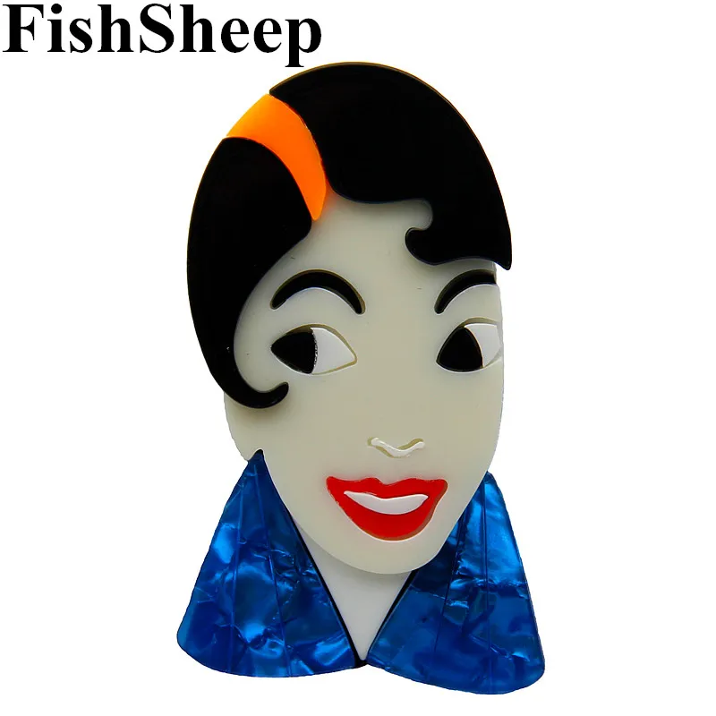 

FishSheep Vintage Lady Figure Acrylic Brooches For Women Decoration Big Pins And Brooches Fashion Female Brooch Jewelry Gifts