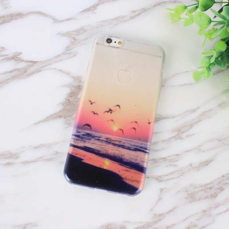 Landscape Scenery Case For Iphone 6 6S Mountain Sea Nature View Slim TPU 05
