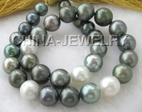 

AMAZING AAAA 18" Tahitian 14mm multi-color south sea pearl necklace -14k gold