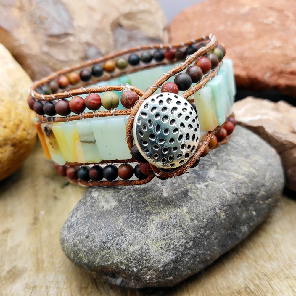 

Multilayer woven natural stone bracelet boho Wrap Bracelet women bracelet Bohemia style