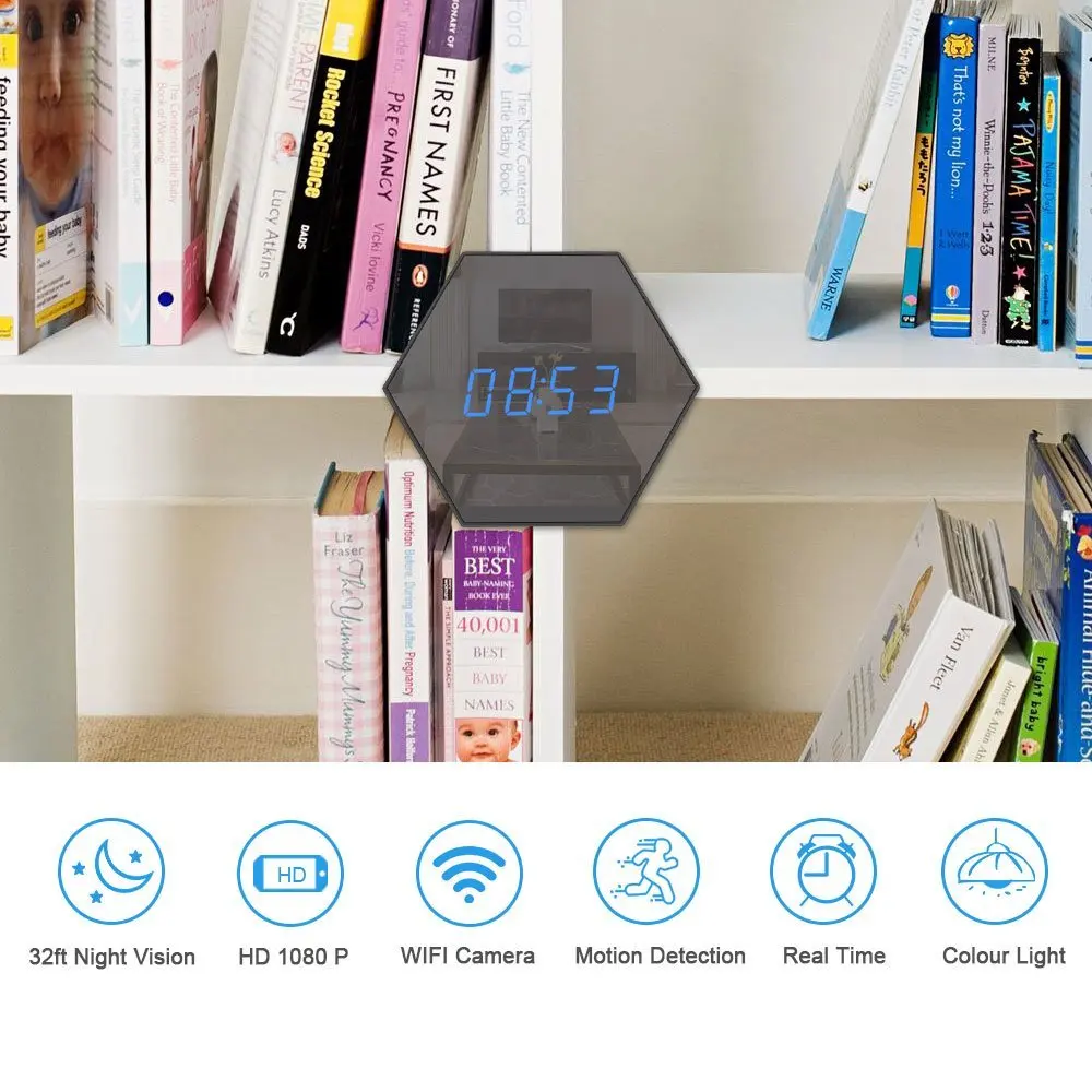 Настольные часы мини камера ночного видения электронные беспроводная wifi IP P2P CC tv
