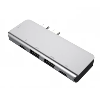 

5-in-2 USB C HUB Dual Type C to Multi USB 3.0 HDMI Adapter with SD/TF Card Reader USB-C 3.0 Splitter Port USB-C HUB for MacBook