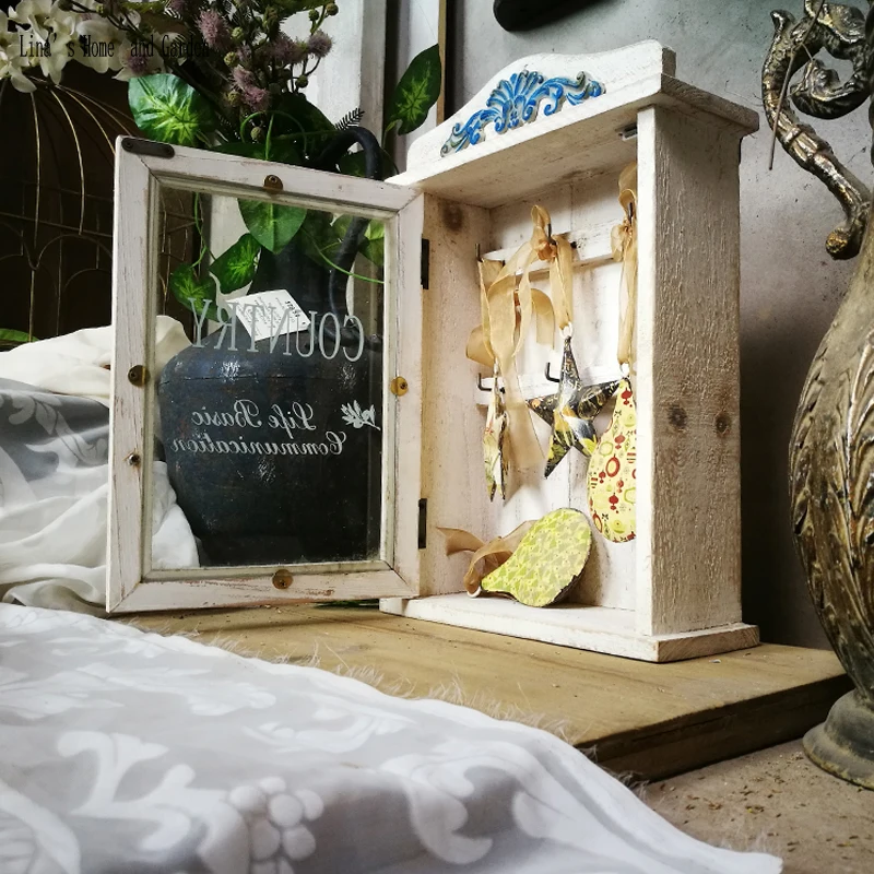 shabby chic handmade wooden wall decorative hanging key holder box (2)