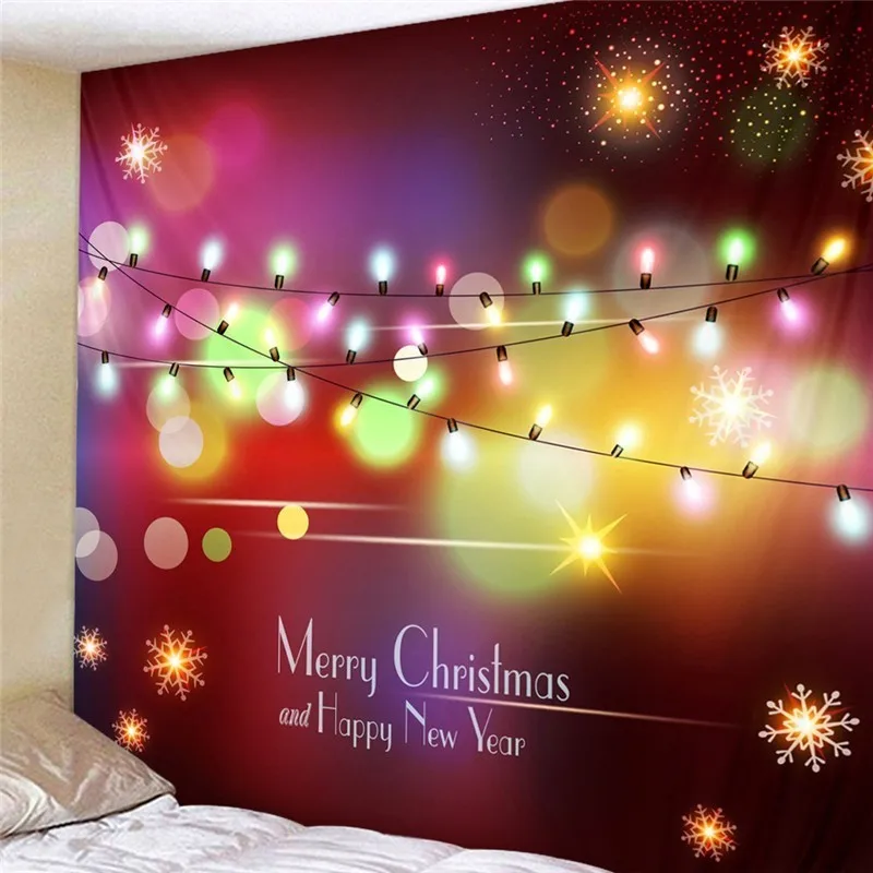 

New Year Tapestry Mandala Lighting Ball Decor Hippie Psychedelic Tapiz Wall Fabric Christmas Wall Tapestries Tenture Home Decor