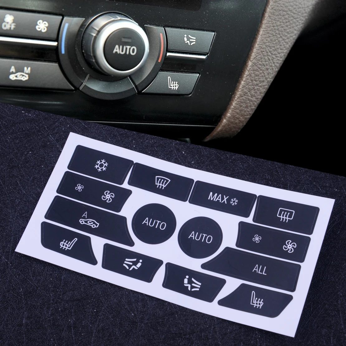 Adesivi Riparazione Pulsanti Climatizzatore Per SAAB 9-3 (2003-2007), Lettere Bianche Su Nero