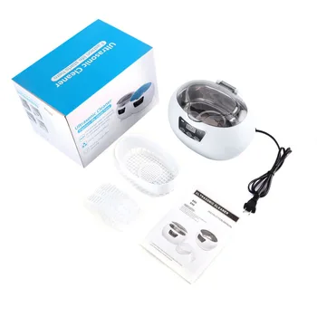 

White JP-890 Mini Ultrasonic Denture Cleaner 600ml Digital Ultrasonic Jewel Denture Cleaner, Denture/Watch/Glass Clean