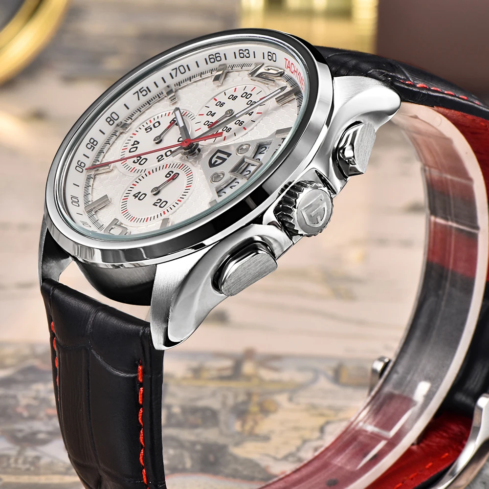 PAGANI Дизайн мужские s часы хронограф Спорт на открытом воздухе водонепроницаемый кожаный ремешок Кварцевые-часы для мужчин студенческие модные наручные часы для мужчин