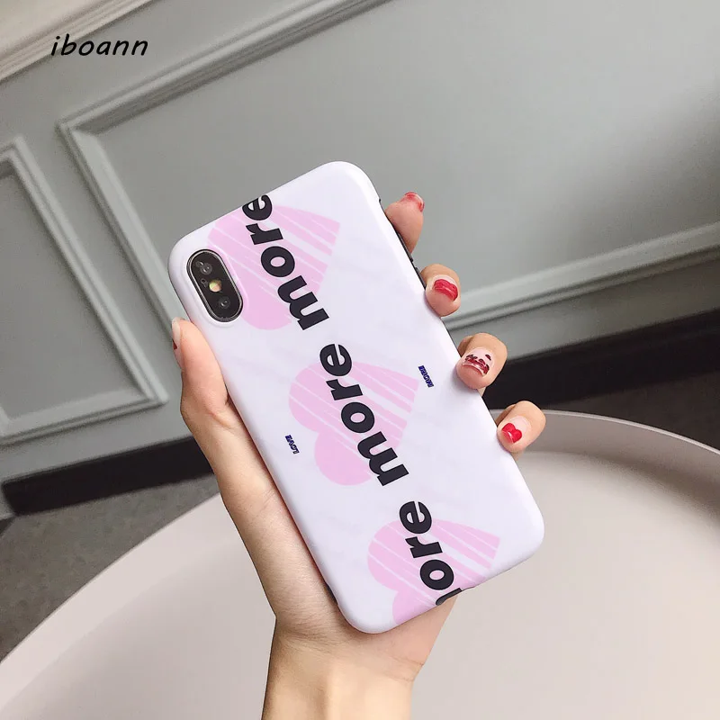 Iboann розовый люблю тебя больше чехол для iPhone х 6 6S 7 8 плюс мода матовая крышка милые