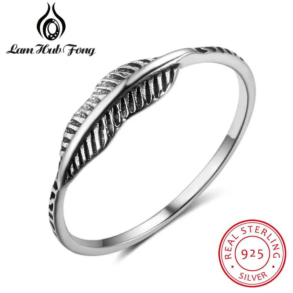 

Vintage Style Genuine 925 Sterling Silver Leaf Design Rings for Women Finger Ring Party Jewelry Accessories (Lam Hub Fong)