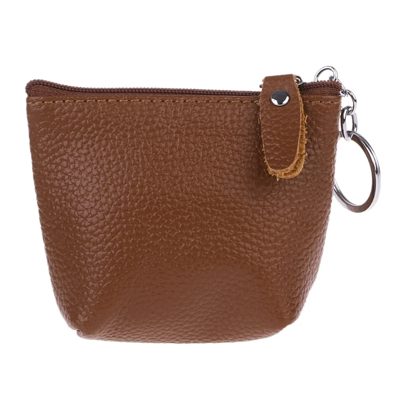 

2018 New Colorful Men Women Cow Leather Coin Purse Small Card Holder Coin Wallet Keyring Zipper Mini Change Bag Women