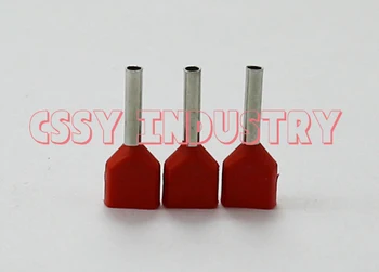 

2017 freeshipping 1000pcs/lot TE1010 2x1mm2 Bootlace Ferrules Wire Copper Crimp Connector Insulated Cord Twin Pin End Terminal
