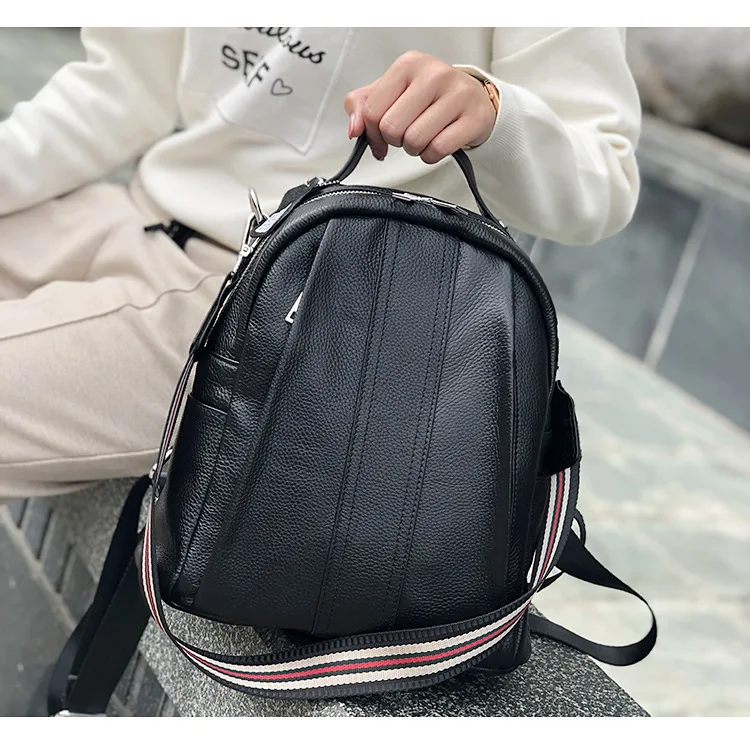 Женский рюкзак в Корейском стиле с защитой от кражи, женский рюкзак черного цвета из телячьей кожи, дорожные сумки через плечо