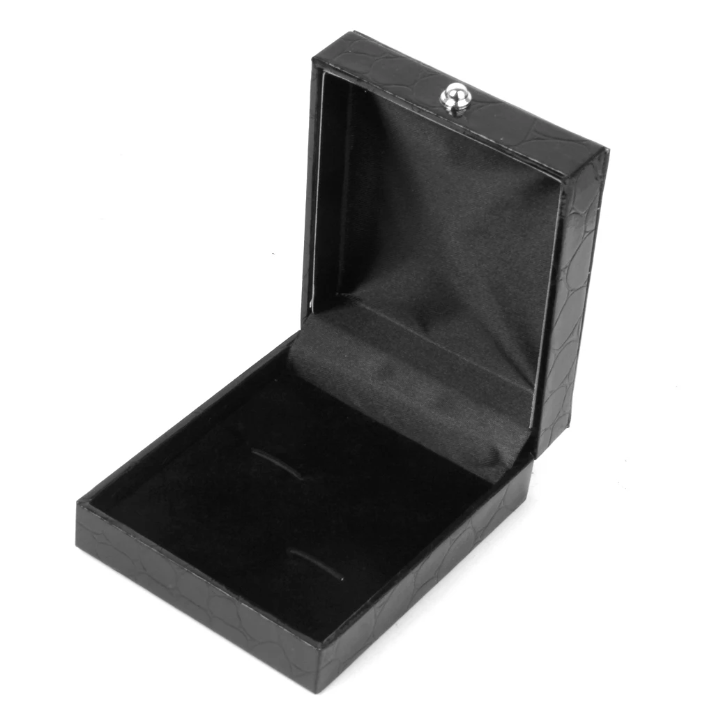 Black PU Leather Tie Clip Cufflinks Storage Gift Box Case Display Showcase