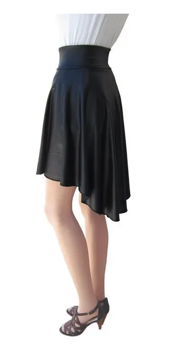 black leather pleated skirt knee length