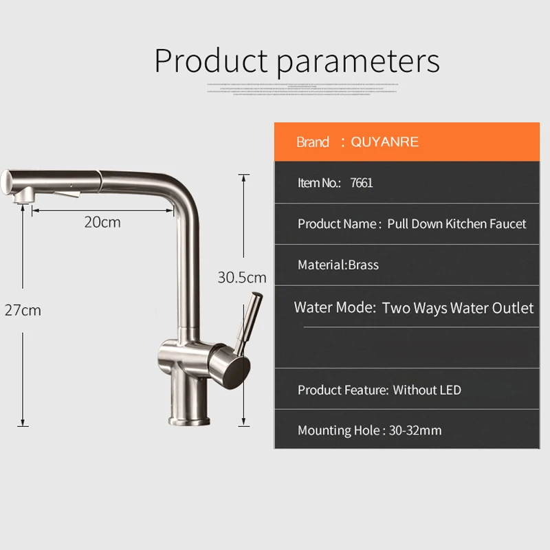 Quyanre Nickel Gebürstet Pull Out Kitchen Wasserhahn 360 Rotation H/C Mischbatterie Herausziehen Spray Küche Becken Wasserhahn torneira Cozinha Quyanre Nickel Gebürstet Pull Out Kitchen Wasserhahn 360 Rotation H/C Mischbatterie Herausziehen Spray Küche Becken Wasserhahn torneira Cozinha