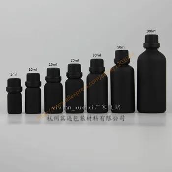 

5ml/10ml/15ml/20ml/30ml/50ml painted black frosted Glass bottle with anti-theft plastic screw lid,essential oil container