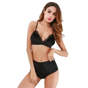 

Sexy Women Velvet Bralette Underwear Fashion High Waist Panties Soft Trim lingerie Set Push Up brassiere Bra set